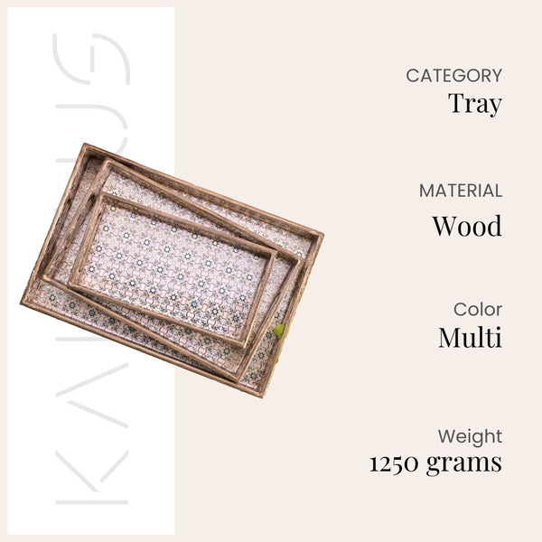 Ethnic Floral Serving Tray (Set of 3)