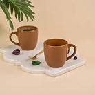 Solid Chocolate Brown Ceramic Tea Cup Set of 2