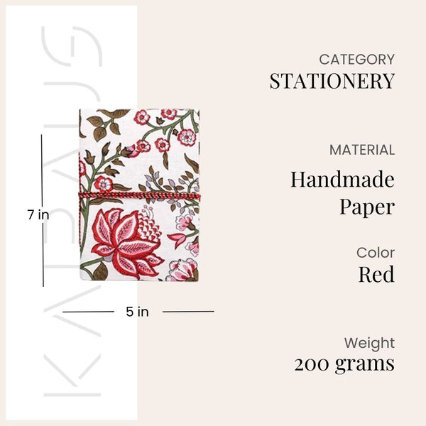 Handmade Diary with Floral Cover (7x5inch)
