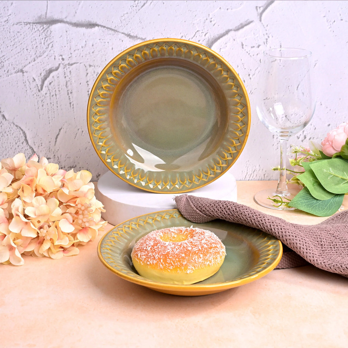 Aesthetic Aqua Ceramic Snack Plates Set (7.5 inch)
