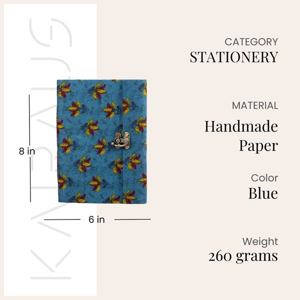 Lockable Blue Floral Dream Diary (8x6inch)