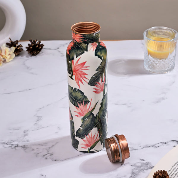 Tropical Printed Copper Bottle With Glass Set