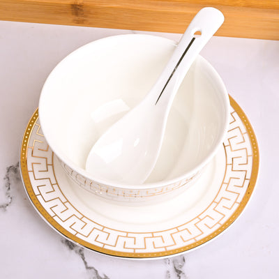 Opulent White Bowl and Saucer Sets