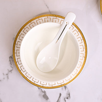 Opulent White Bowl and Saucer Sets