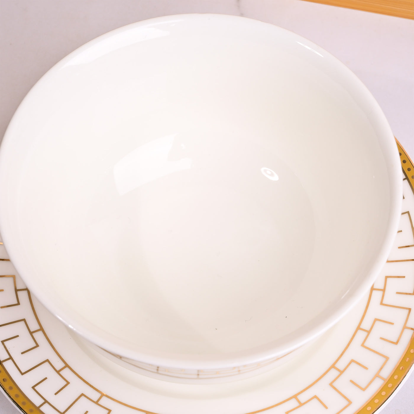 Opulent White Bowl and Saucer Sets
