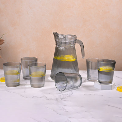 Smoke Grey Glass Jug Set