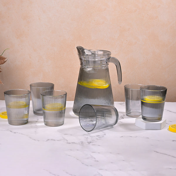 Smoke Grey Glass Jug Set
