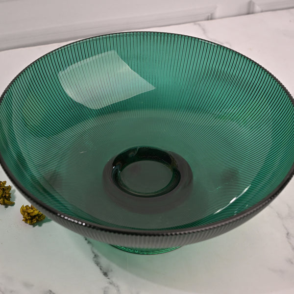 Elegant Green Glass Fruit Bowl