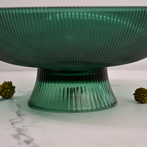 Elegant Green Glass Fruit Bowl