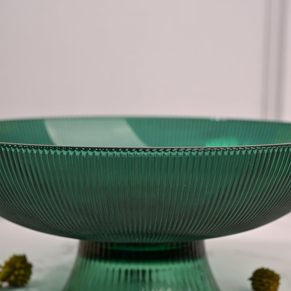 Elegant Green Glass Fruit Bowl