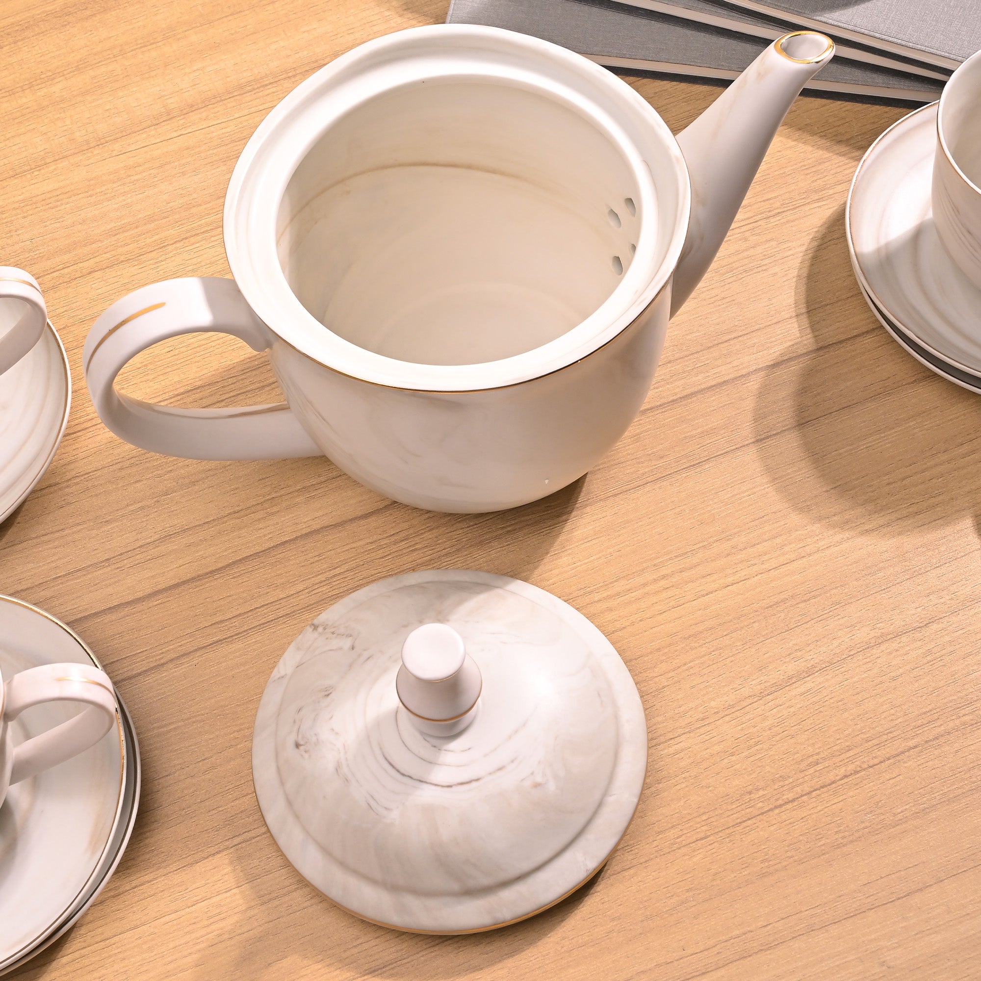 Greige Tea Kettle Set with Cups – Kairaus