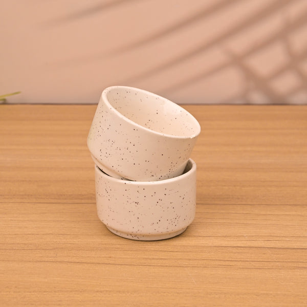 Stylish White Ceramic Chutney Bowl (Set of 2)