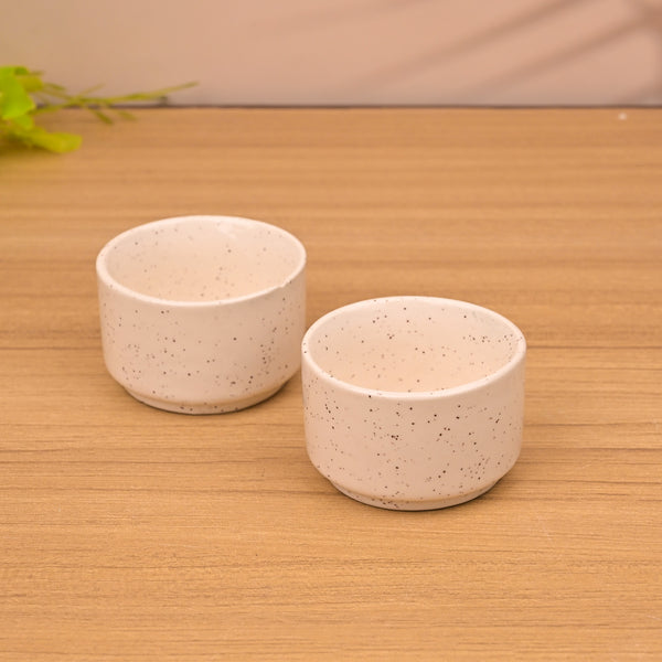 Stylish White Ceramic Chutney Bowl (Set of 2)