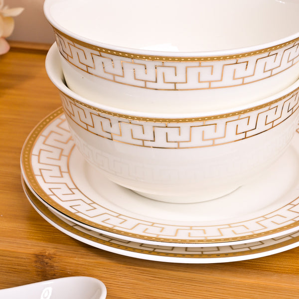 Opulent White Bowl and Saucer Sets