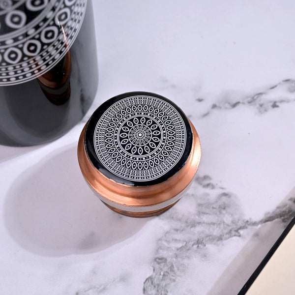 Mandala Printed Copper Bottle With Glass Set
