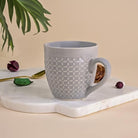 Elegant Sculpted Grey Ceramic Tea Cup Set of 6