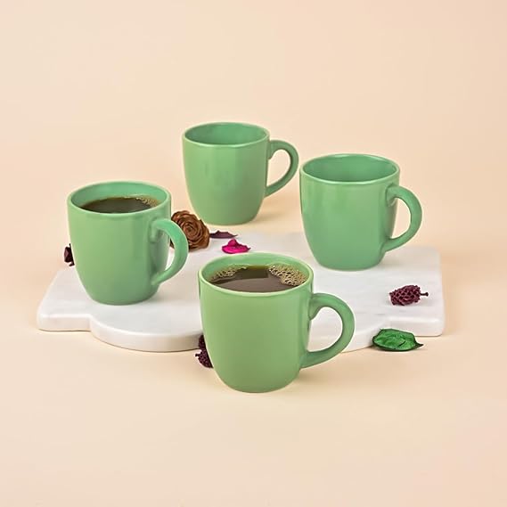 Vibrant Green Ceramic Tea Cup Set of 6