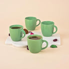 Vibrant Green Ceramic Tea Cup Set of 4
