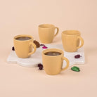 Classic Mustard Yellow Ceramic Tea Cup Set of 4