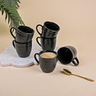 Hammered Black Ceramic Tea Cup Set of 6