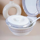 Elegant white and blue tableware set

