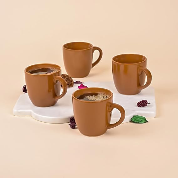 Solid Chocolate Brown Ceramic Tea Cup Set of 6