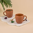 Glossy Ash Brown Ceramic Tea Cup Set of 2