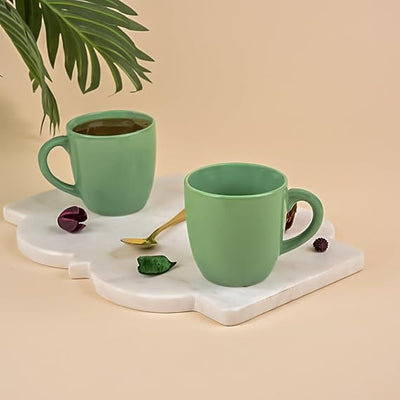 Vibrant Green Ceramic Tea Cup Set of 2