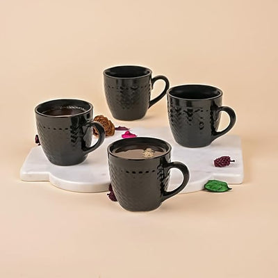Hammered Black Ceramic Tea Cup