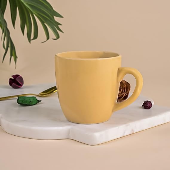 Classic Mustard Yellow Ceramic Tea Cup Set of 4