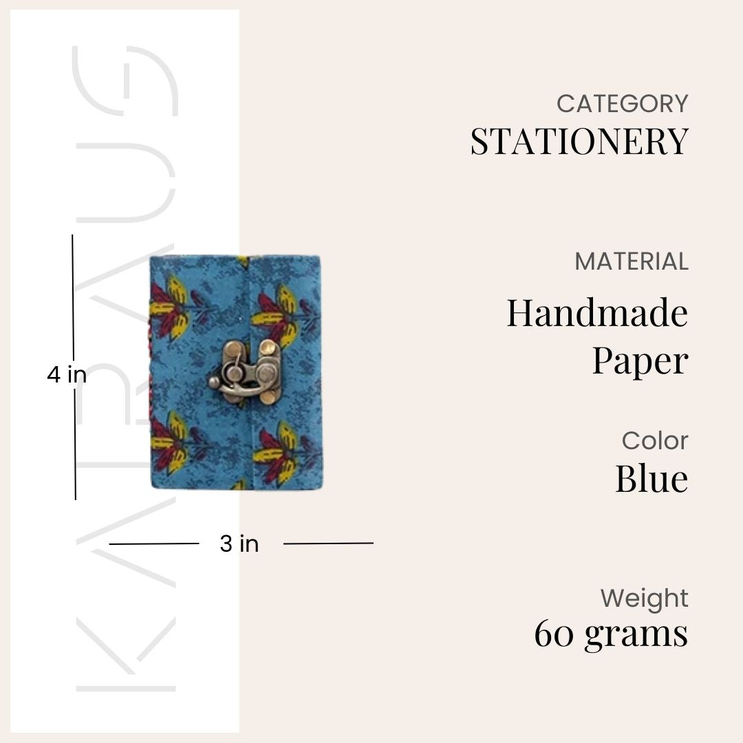 Stunning Blue Diary with Lock (4x3inch)