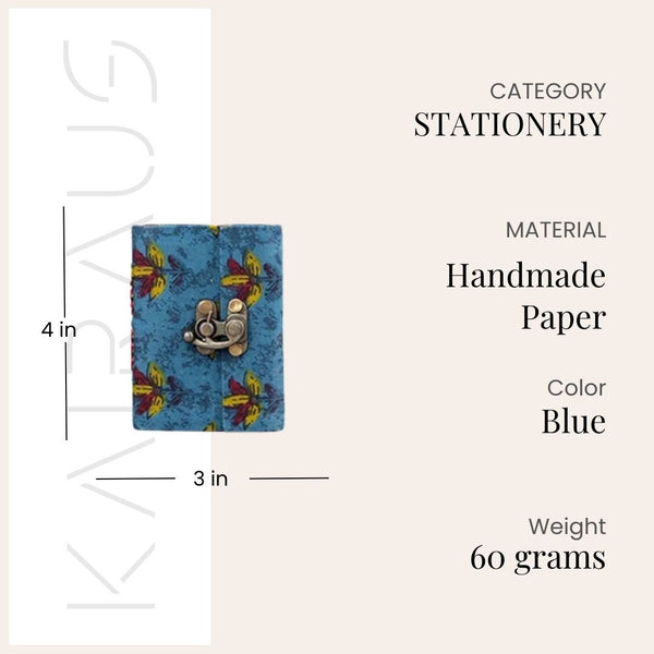 Stunning Blue Diary with Lock (4x3inch)