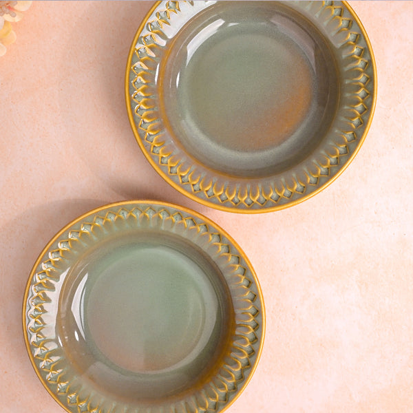 Chic Embossed Ceramic Pasta Plates Set (7.5 inch)