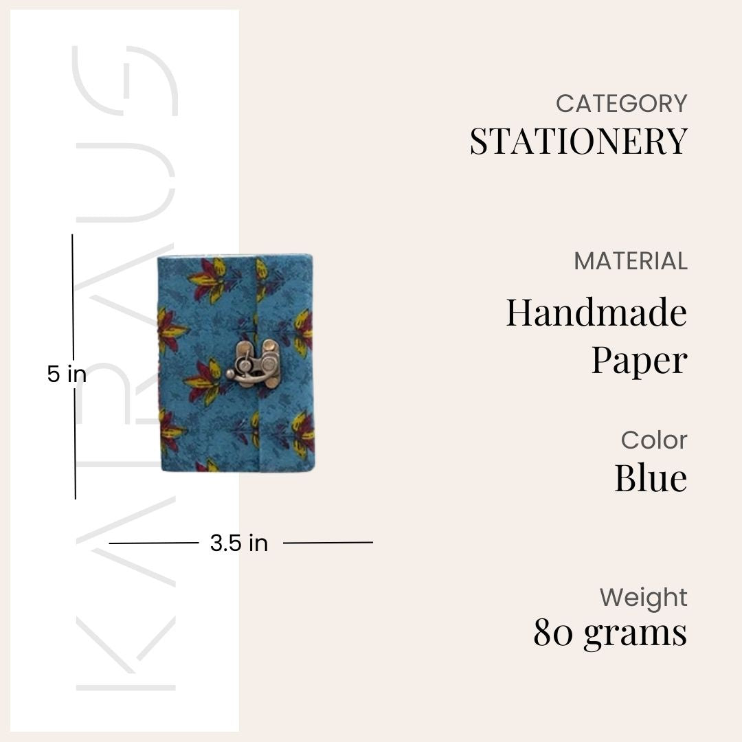 Tropical Blue Diary with Lock (5x3.5inch)