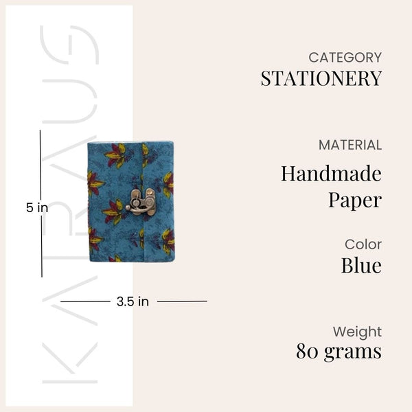 Tropical Blue Diary with Lock (5x3.5inch)
