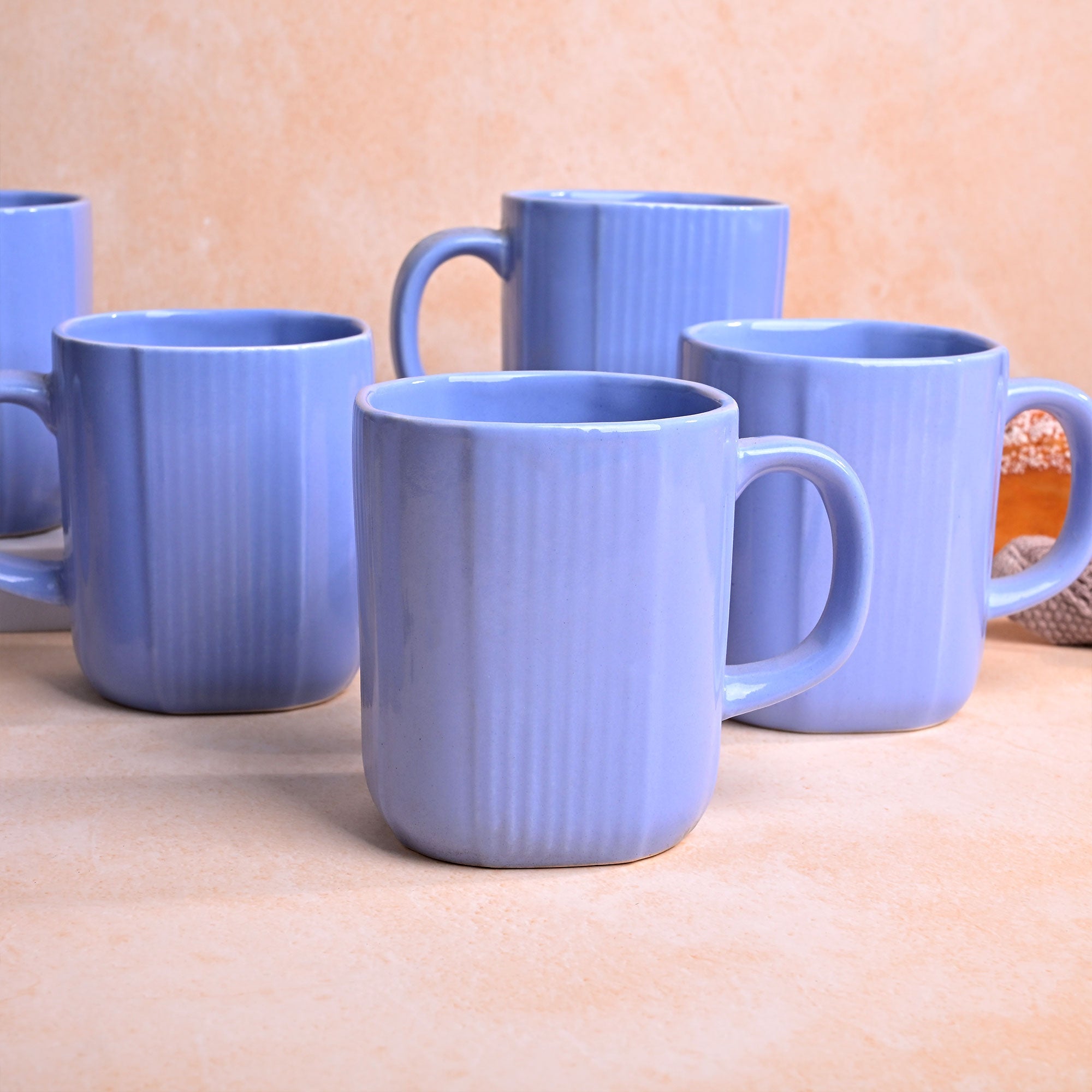 Ocean Blue Ceramic Coffee Mug Set of 6
