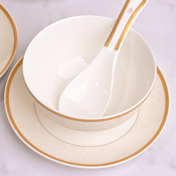 Luxurious Gold-Rimmed Soup Bowl Sets