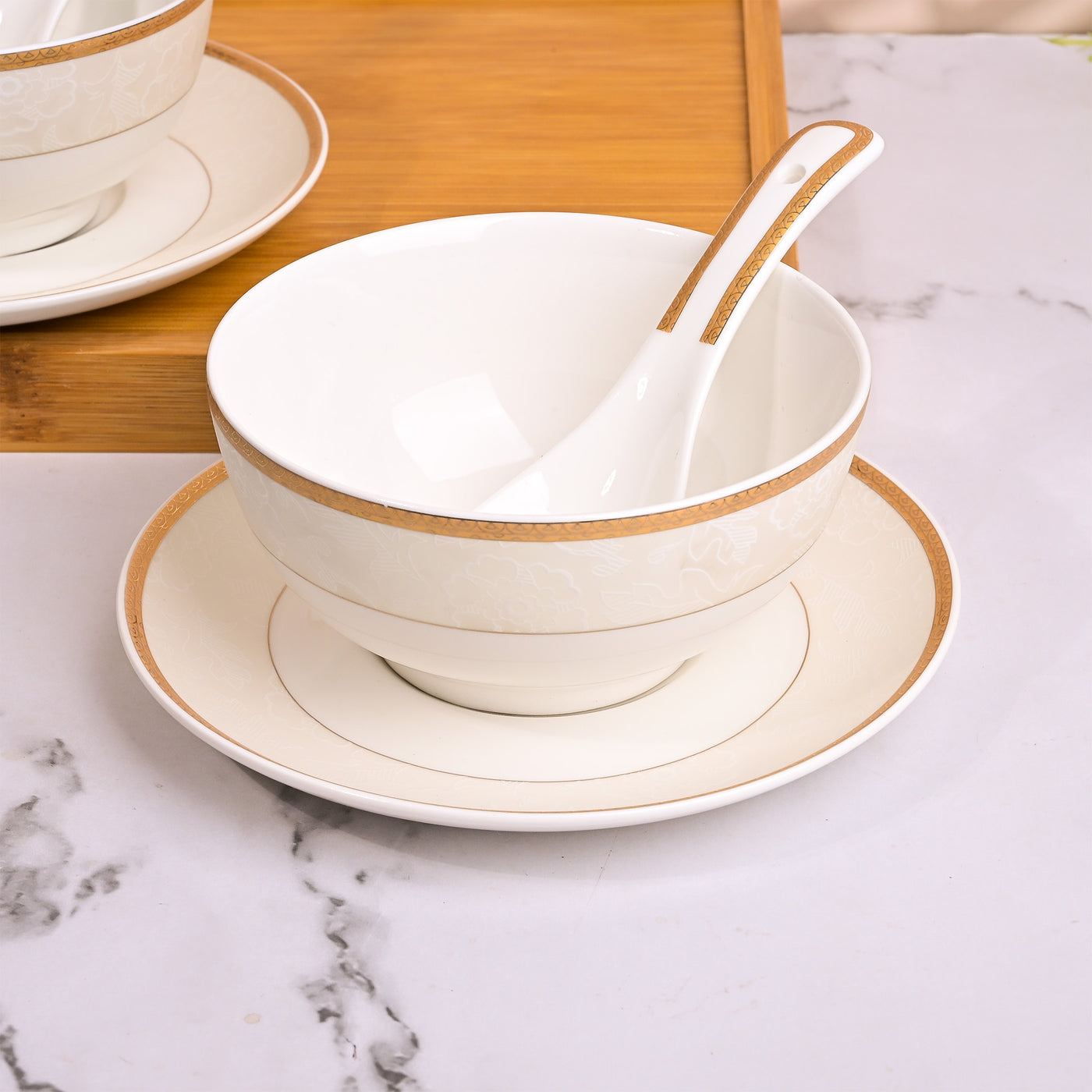 Luxurious Gold-Rimmed Soup Bowl Sets