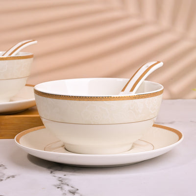 Luxurious Gold-Rimmed Soup Bowl Sets