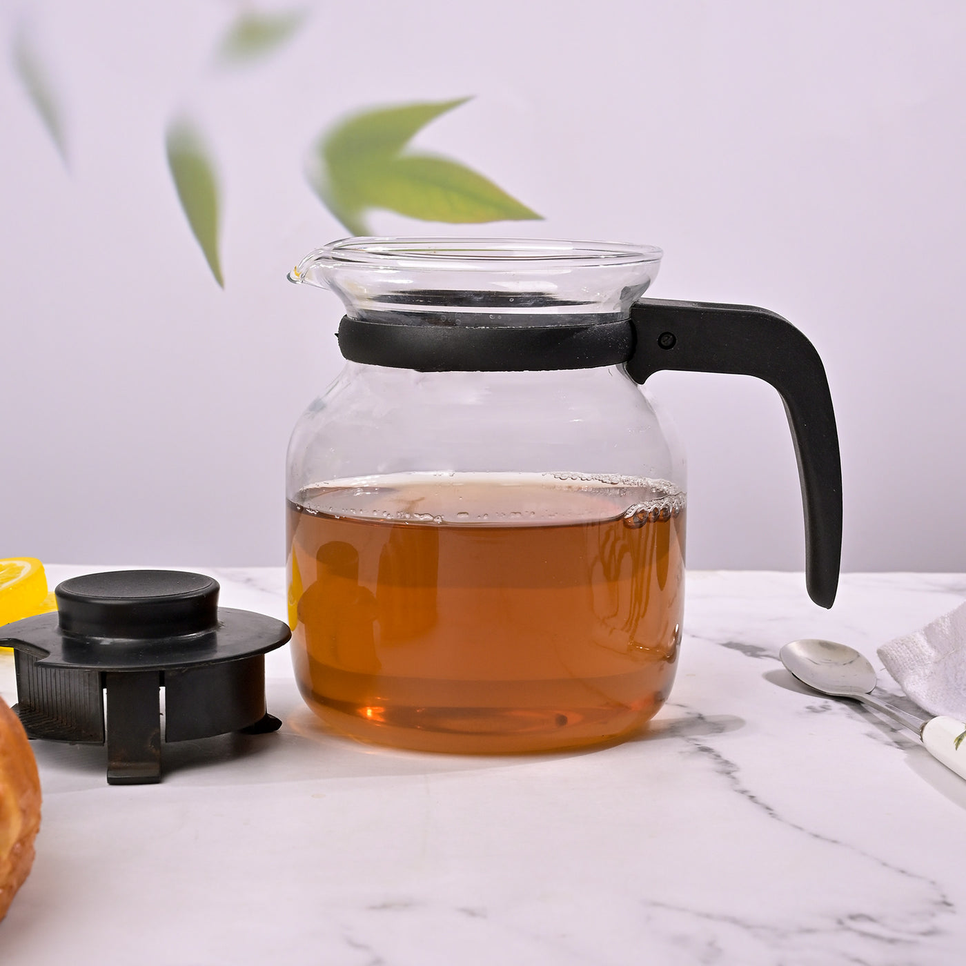 Glass Tea Pot with Black Handle