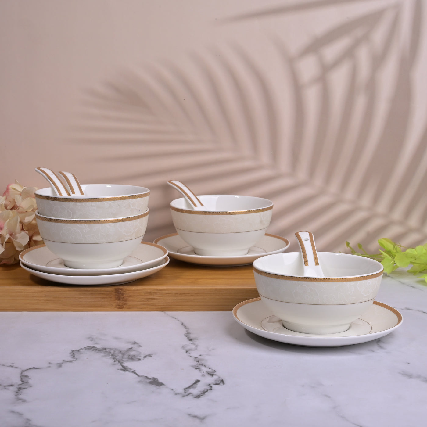 Luxurious Gold-Rimmed Soup Bowl Sets