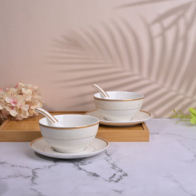 Luxurious Gold-Rimmed Soup Bowl Sets
