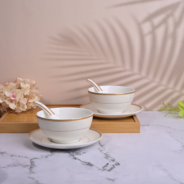 Luxurious Gold-Rimmed Soup Bowl Sets