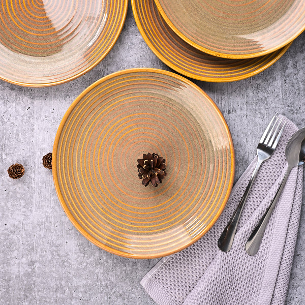 Elegant Brown Spiral Dinner Plates Set of 4 (10.5 Inch)