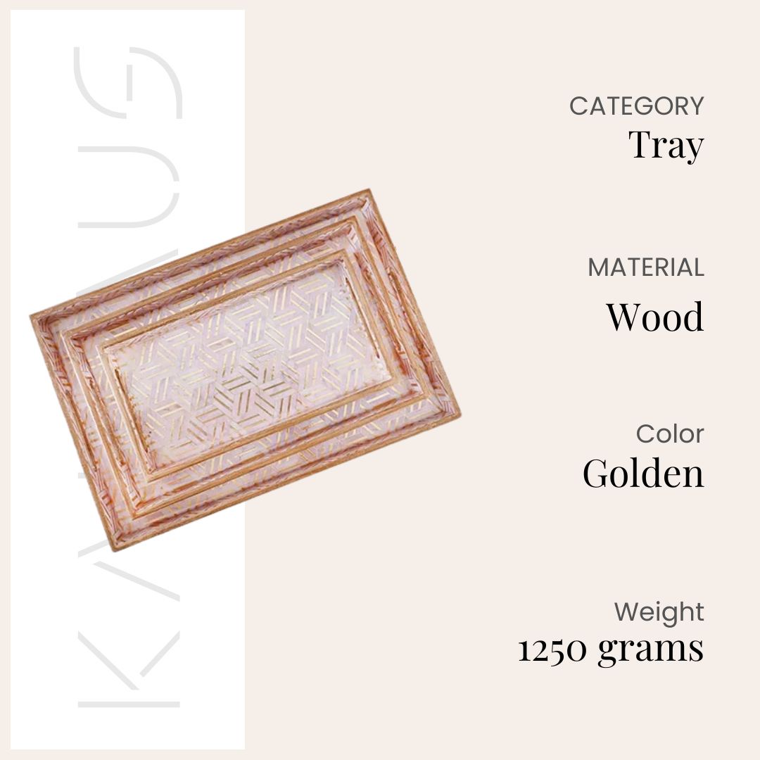 Golden Geometric Serving Tray (Set of 3)