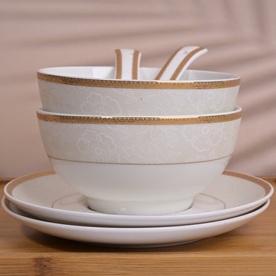 Luxurious Gold-Rimmed Soup Bowl Sets
