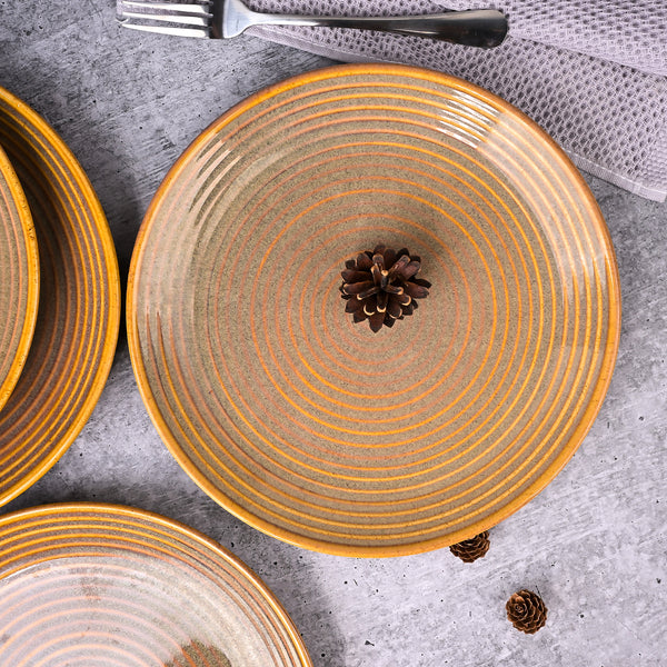 Elegant Brown Spiral Dinner Plates Set of 4 (10.5 Inch)