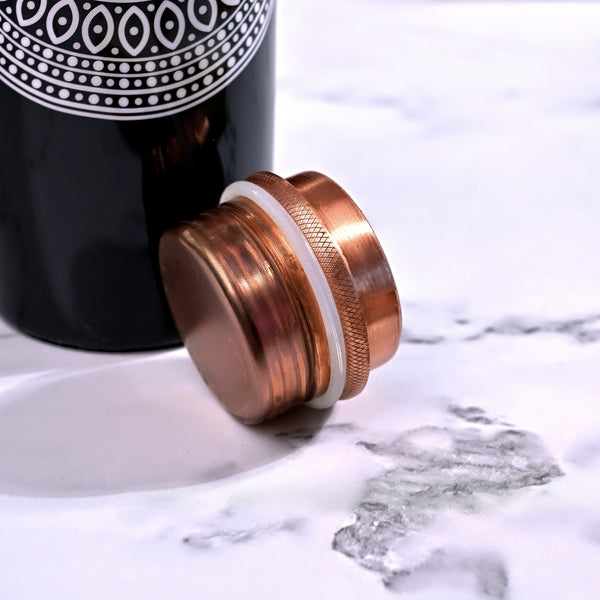 Mandala Printed Copper Bottle With Glass Set
