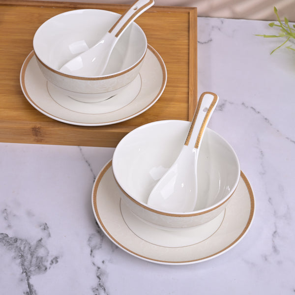 Luxurious Gold-Rimmed Soup Bowl Sets