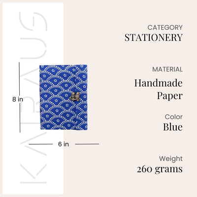 Whimsical Blue White Locking Diary (8x6inch)
